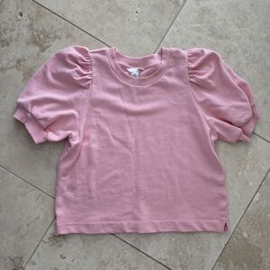 H&M Light Pink Jersey Crew Neck Puff Sleeve Sweatshirt
